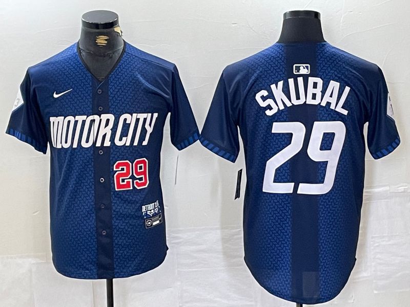 Men Detroit Tigers #29 Skubal Blue City Edition Nike 2024 MLB Jersey style 3->detroit tigers->MLB Jersey
